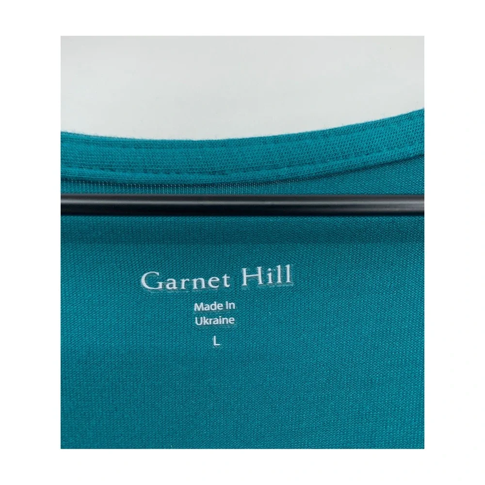 Garnet Hill Dress Womens Large Teal Puff Sleeve Belted Pockets Fall Soft Cozy